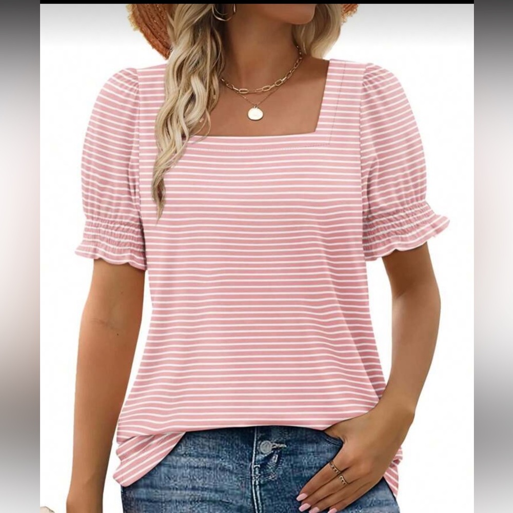 SHEIN Pink Striped Blouse